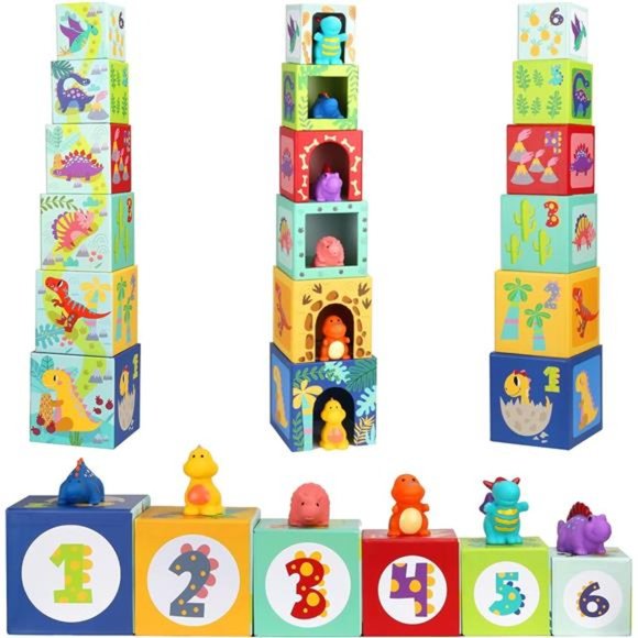 Toddlers and Babies Dinosaur Sorting and Stacking Toys Blocks for 1-3 Kids - Picture 2 of 6